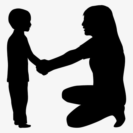 mother and child silhouetteの写真素材