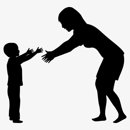 mother and child silhouetteの写真素材