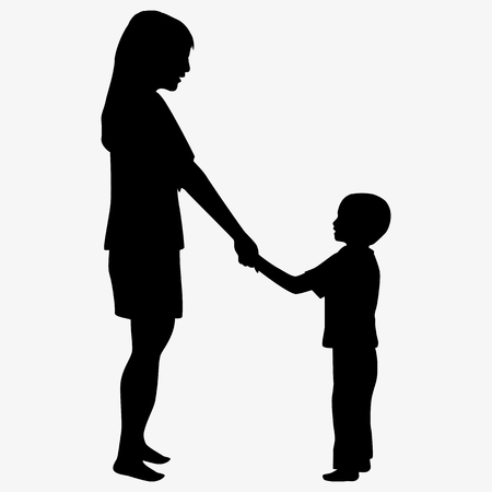 mother and child silhouetteの写真素材