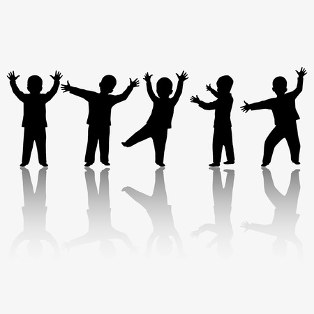 Children silhouettesの写真素材