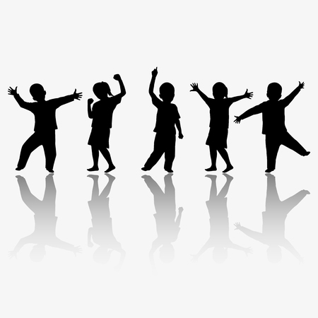 Children silhouettesの写真素材