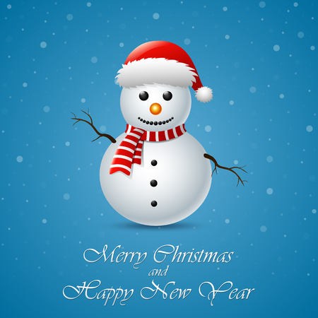 Merry christmas snowman greeting cardの写真素材