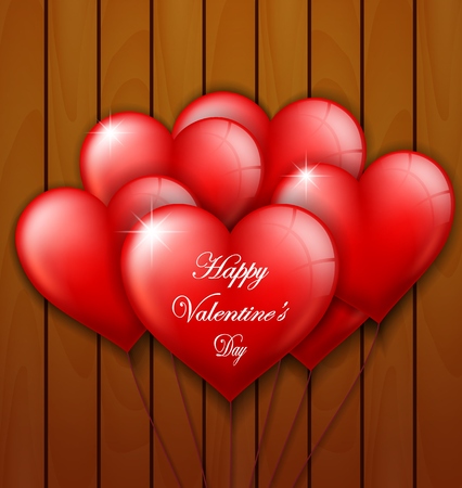 Valentines Day background on wooden textureの写真素材