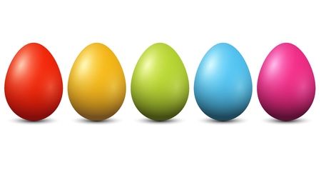 Colourful Easter Eggs on white backgroundの写真素材