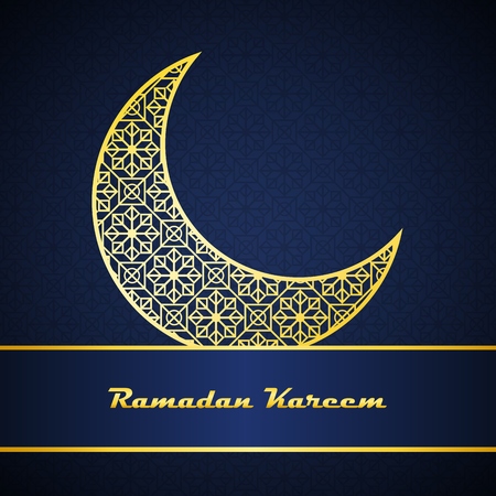 Ramadan Kareem background with decorated shiny moonのイラスト素材