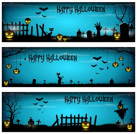 Three Halloween Bannersのイラスト素材