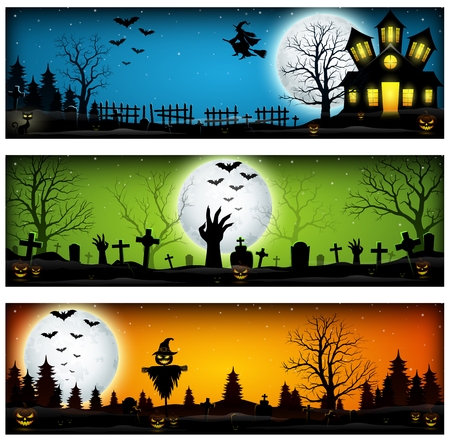 Three Halloween Bannersのイラスト素材