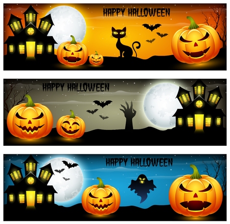 Three Halloween Bannersのイラスト素材