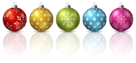 Colourful christmas balls on white backgroundのイラスト素材