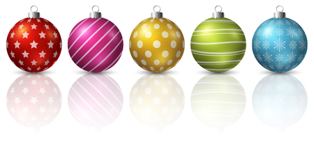 Colourful christmas balls on white backgroundのイラスト素材