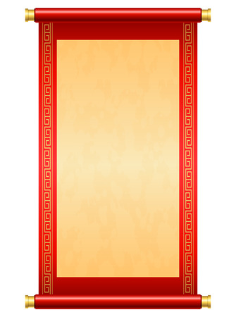 Chinese scroll illustration on white backgroundのイラスト素材