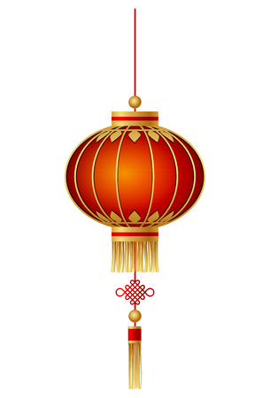 Chinese lantern isolated on white backgroundの写真素材