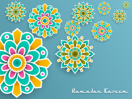 Ramadan Kareem with paper graphic of islamic decorationのイラスト素材