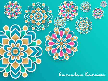 Ramadan Kareem with paper graphic of islamic decorationのイラスト素材