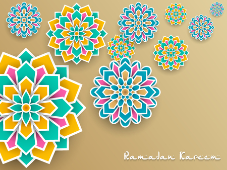 Ramadan Kareem with paper graphic of islamic decorationのイラスト素材