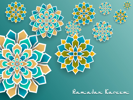 Ramadan Kareem with paper graphic of islamic decorationのイラスト素材