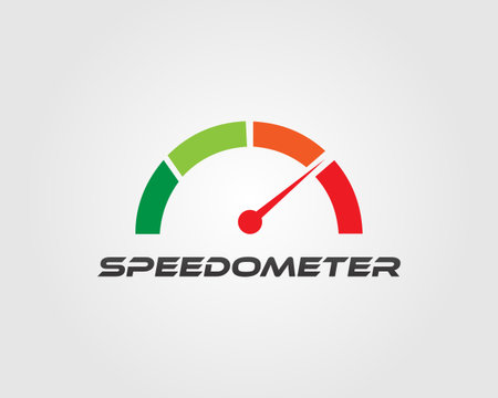 A graphic of a speedometer dial with a red needle pointing towards the orange section of the arc. The dial has green, orange, and red segments.のイラスト素材