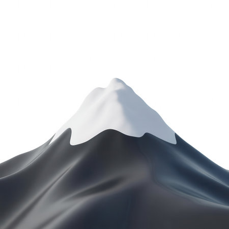 Mountain showing stylized snow capped mountain peak against a transparent background white background black. High resolution image suitable for commercial use.の素材