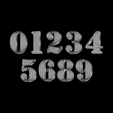 vector shiny silver numeric alphabets set 3D text effectのイラスト素材