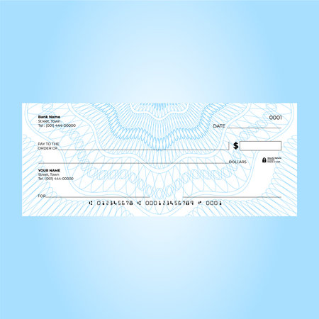 Blank Bank Cheque Template with Guilloche Pattern â Editable Designのイラスト素材