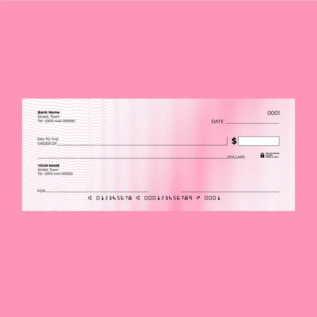 Blank Bank Cheque Template with Guilloche Pattern â€“ Editable Design