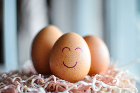 Eggs, flour and butter close-up on wooden tableの写真素材