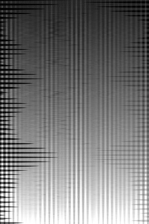 Black and white glitch abstract art, horizontal lines and sharp spikes, modern digital texture backgroundの写真素材
