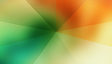 Geometric green orange sunburst gradient abstract art, retro radial rays, modern vibrant graphic background designの写真素材