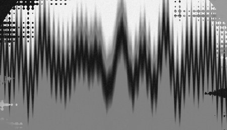 Minimal black and white soundwave spectrum, abstract grayscale waveform equalizer background for modern audio visualsの写真素材