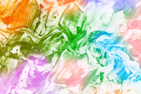 Rainbow pastel abstract acrylic paint texture, vibrant multicolor brushstroke pattern for creative trendy backgroundsの写真素材