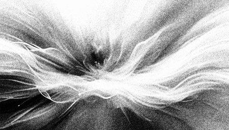White charcoal burst abstract art, light explosion grainy texture, high contrast minimal black modern backgroundの写真素材