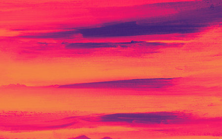 Vibrant neon pink and orange brush strokes, dynamic acrylic abstract art background for modern designの写真素材