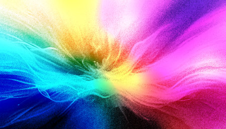 Vibrant rainbow pastel energy burst, dynamic powder explosion, glowing abstract color swirl for modern backgroundsの写真素材