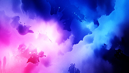Vaporwave neon watercolor clouds abstract background, dreamy purple blue pink gradient modern digital art wallpaperの写真素材
