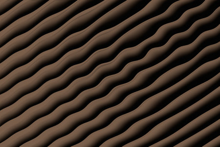 Close up abstract textured background of diagonal wavy brown ribbed pattern creating a sense of movement and depthの写真素材
