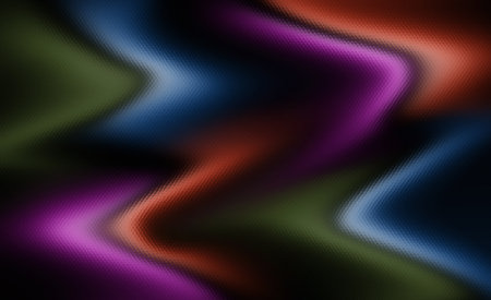 Abstract flowing waves of vibrant colors including purple blue green and red on a dark backgroundの写真素材