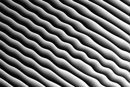 Abstract wavy textured background with diagonal lines and subtle shadows creating a sense of depth and movementの写真素材