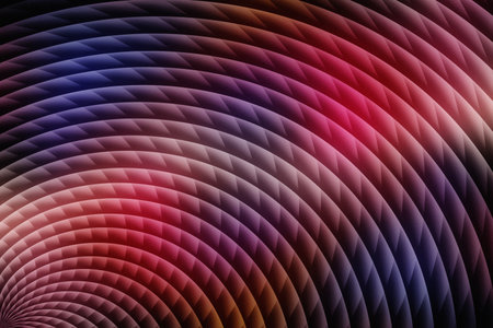 Vibrant multicolor spiral abstract geometric pattern with layered curved shapes for dynamic modern backgroundsの写真素材