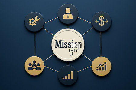 Business Mission Concept with Icons for Strategy Growth Teamwork and Successの素材