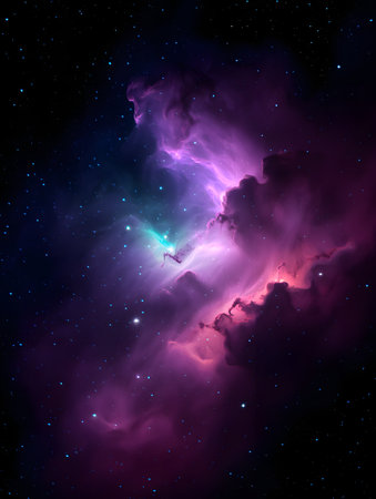 Cosmic space background with nebula and stars. 3D renderingの素材