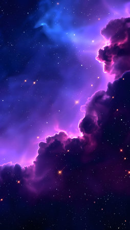 Beautiful night sky with clouds and stars. Space background. 3d renderingの素材