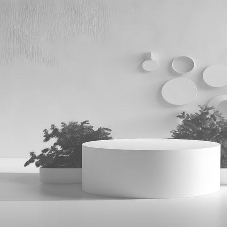 3d render of minimal geometric forms, podium for product presentation.の素材