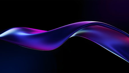 Abstract blue and purple wavy background. 3d render illustration.の素材