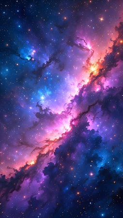 Cosmic space and stars, color cosmic abstract background with nebulaの素材