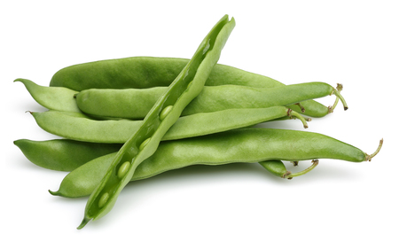 Fresh green beans isolated on white backgroundの写真素材