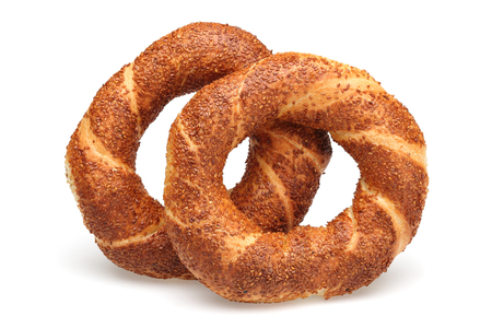 Simit Turkish bagel isolated on white background
