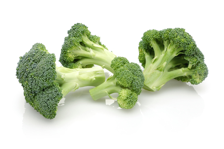 Fresh green broccoli isolated on white backgroundの写真素材