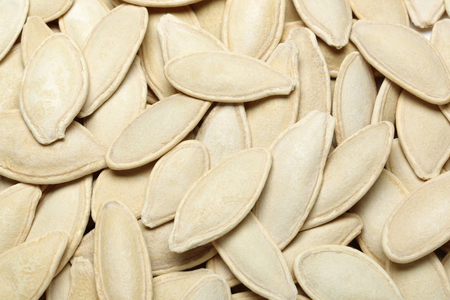 Background of dry pumpkin seeds, full frameの写真素材