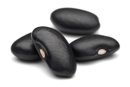 Black haricot beans isolated on white backgroundの写真素材