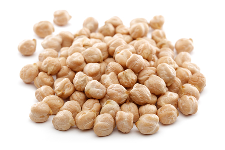 Dried chickpea beans isolated on white backgroundの写真素材
